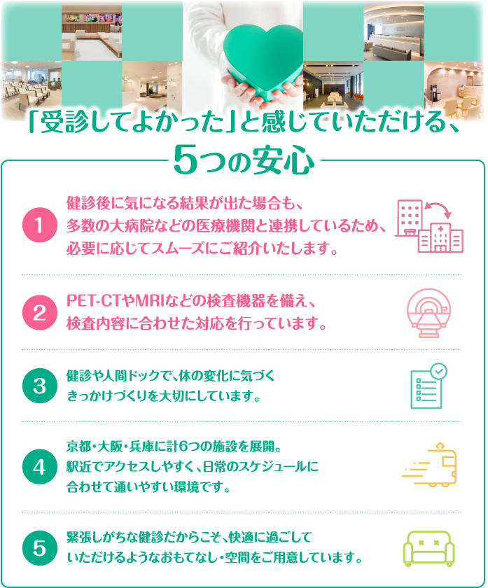 「受診してよかった」と感じていただける、5つの安心